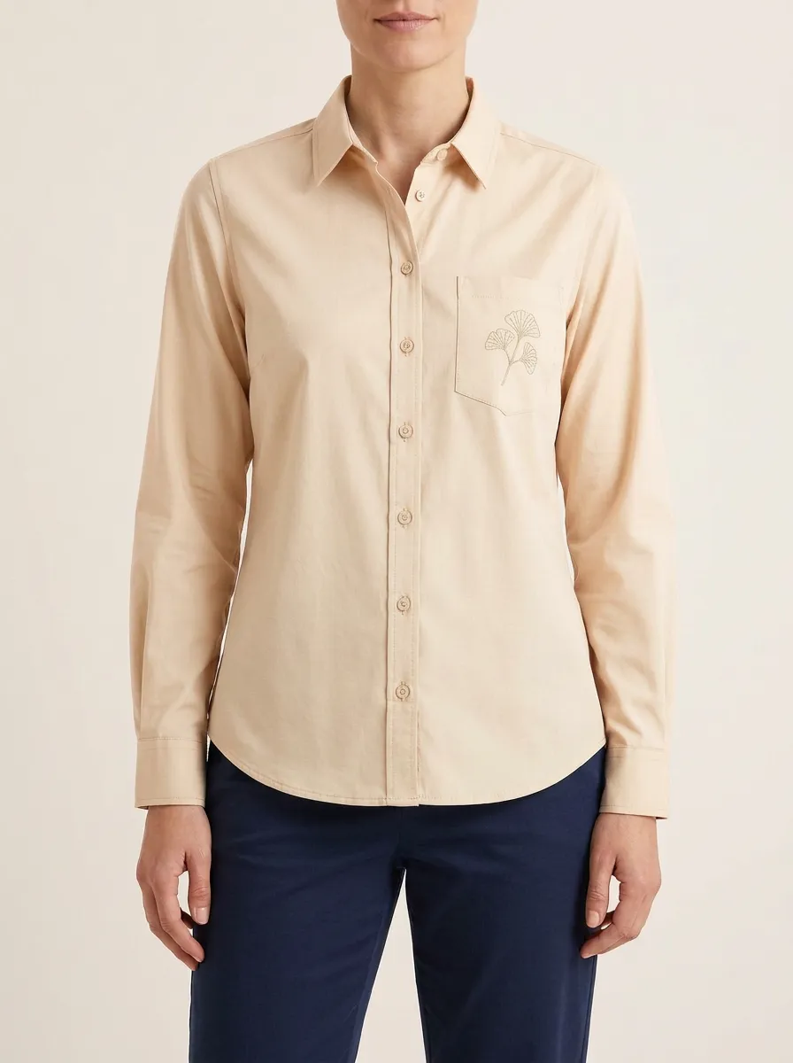 Women's Ginkgo-Pocket Tailored Point-Collar Shirt