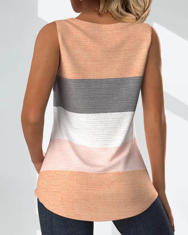 Striped Button Front Blouse