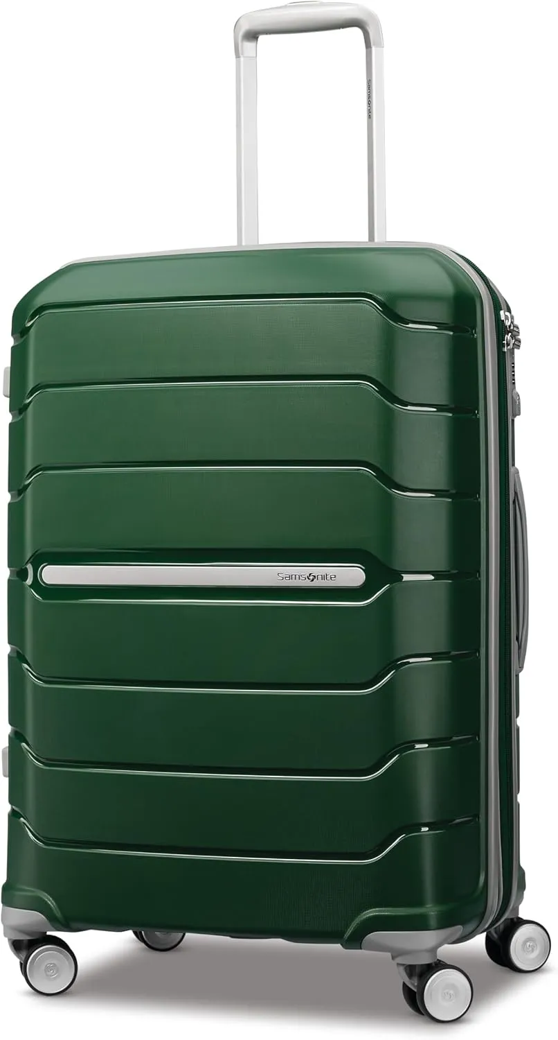 Samsonite Freeform Hardside Carry-On Luggage with Spinner Wheels - Hardshell Suitcase - TSA, Airline-Approved - Expandable Hard Shell, Smooth Rolling Wheels for Lightweight Travel - White/Grey