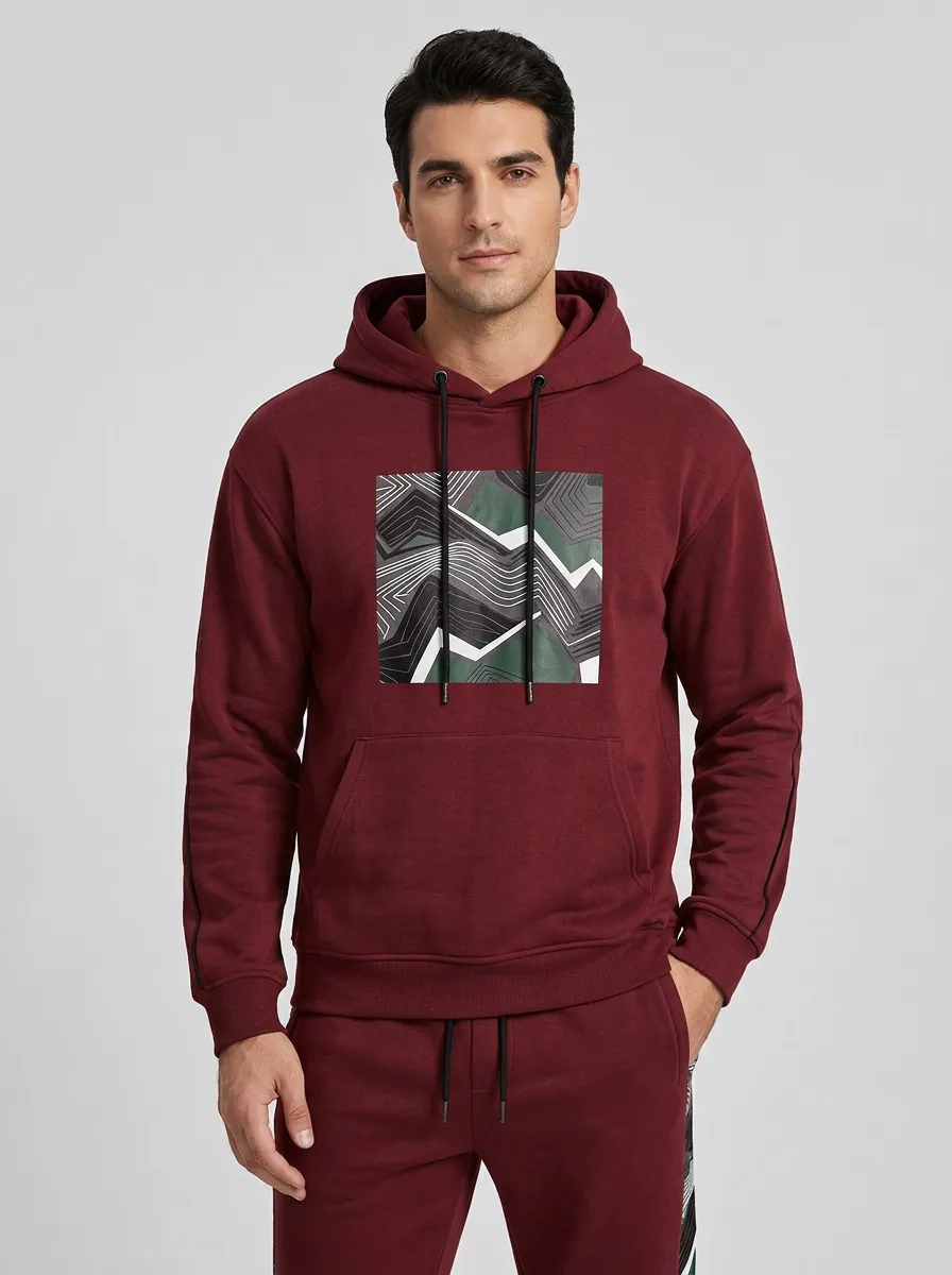 Men's Geometric Pattern Graphic Printed Hoodie Jogger Set