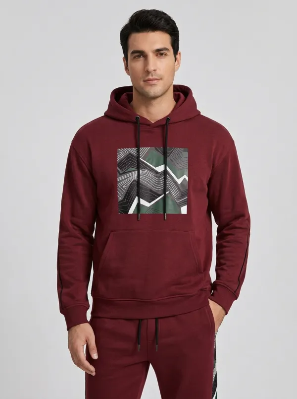 Men's Geometric Pattern Graphic Printed Hoodie Jogger Set