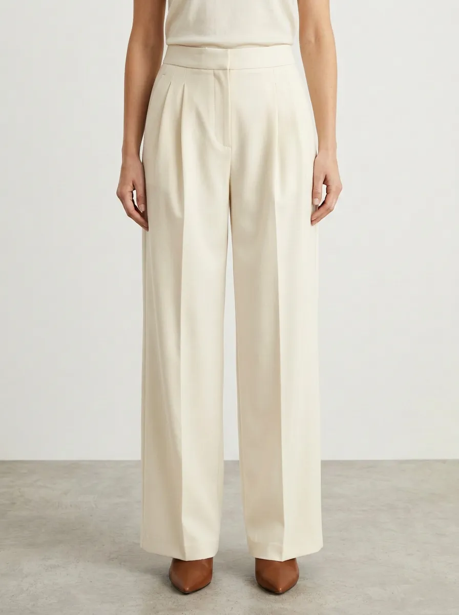 Modern Shape Pleated Wide-Leg Trousers