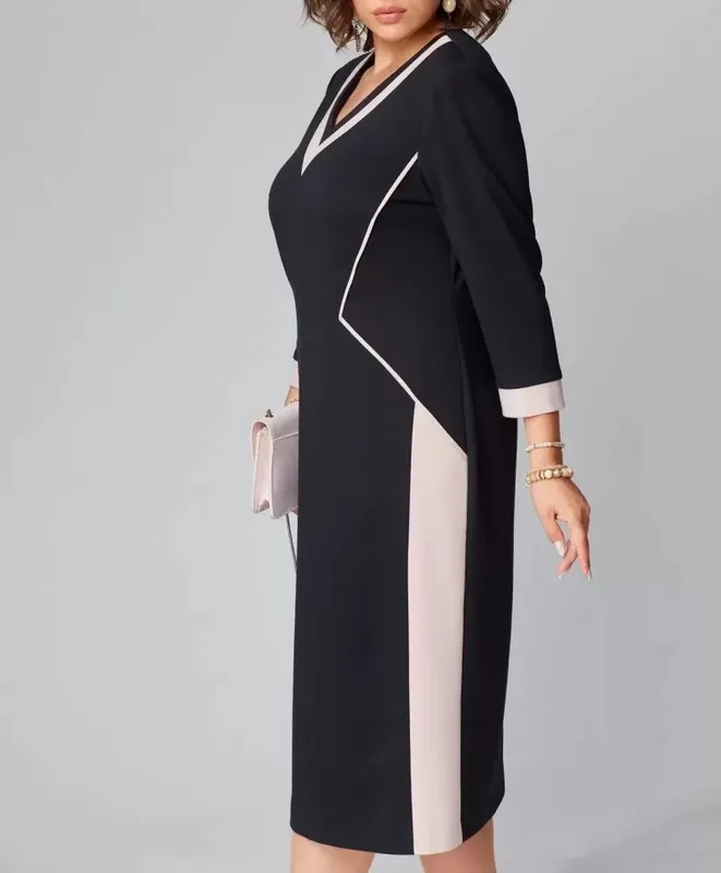 Elegant V-neck Midi Dress