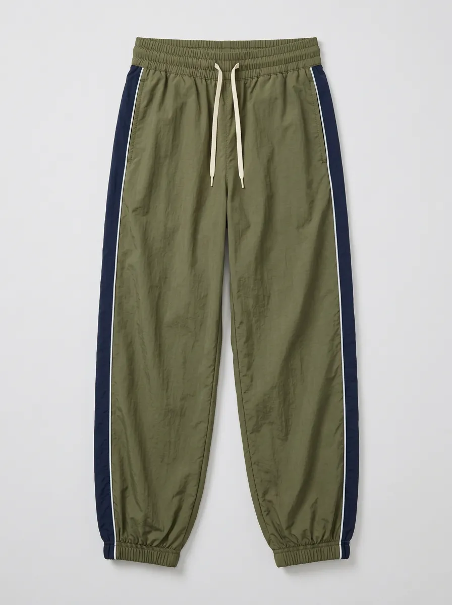 Women's Sporty Casual Olive Green Side Stripe Printed Joggers