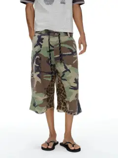Wide-Leg Camouflage Leopard Jorts