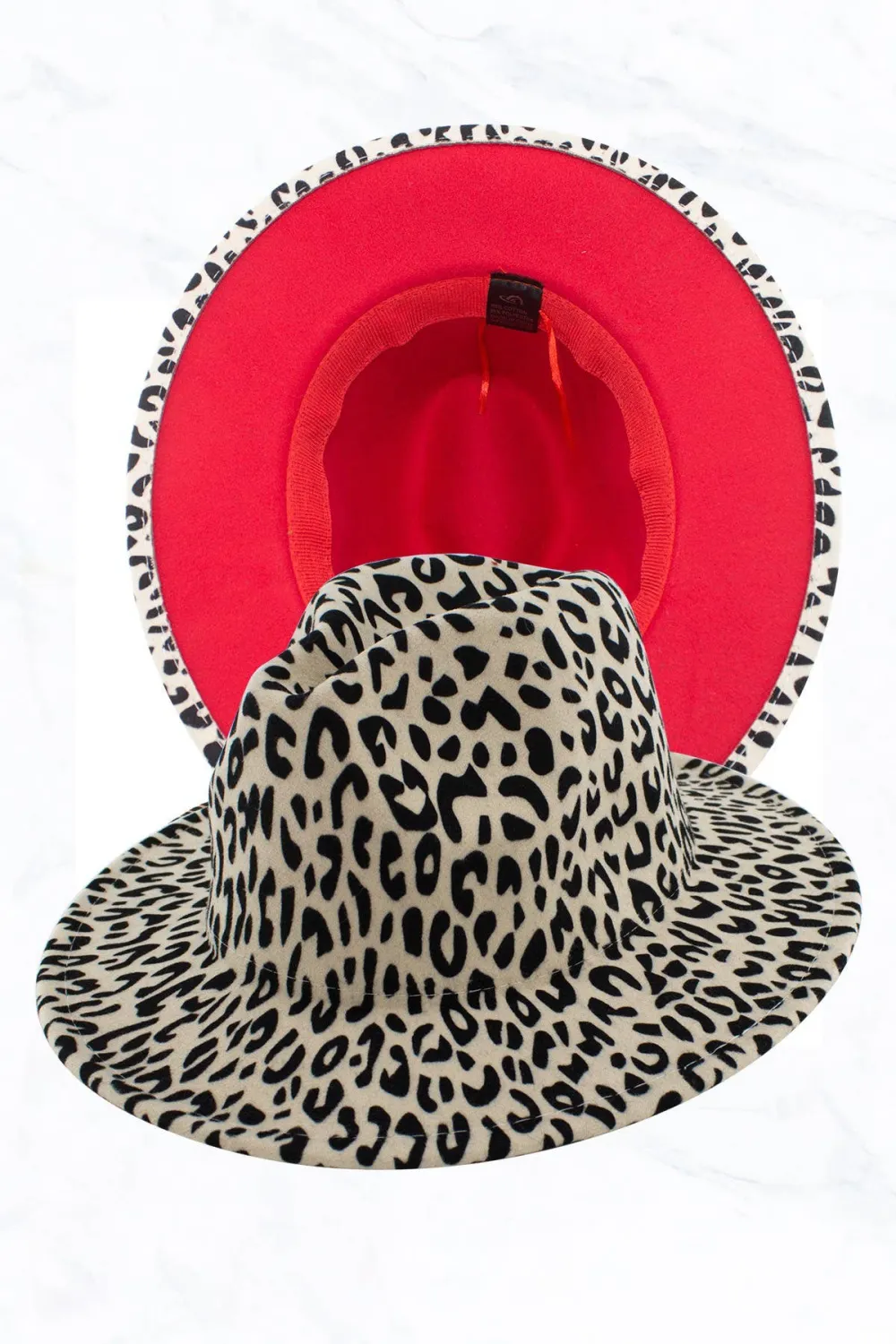 Women Double Sided Color Matching Leopard Fedora Hat