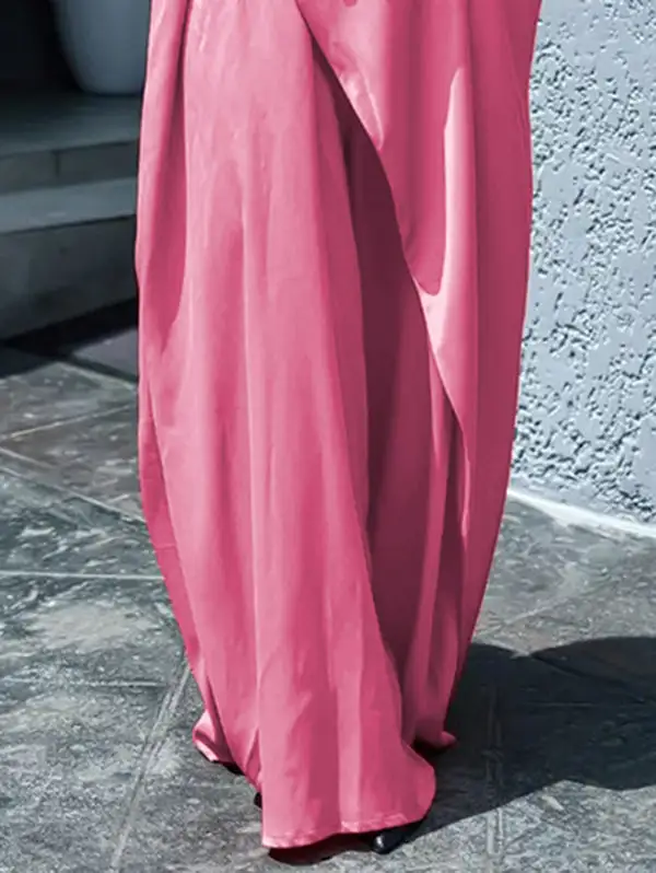 Pleated Sleeve Neck Shirt Maxi Dress