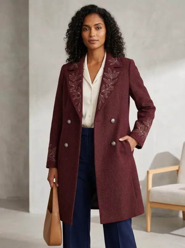 Women's Hudson Botanical Leaf Embroidered Coat