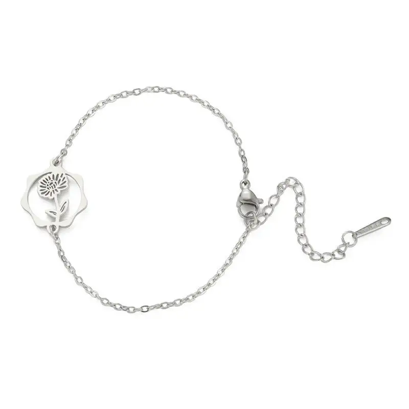 Titanium Steel Birth Flower Bracelet
