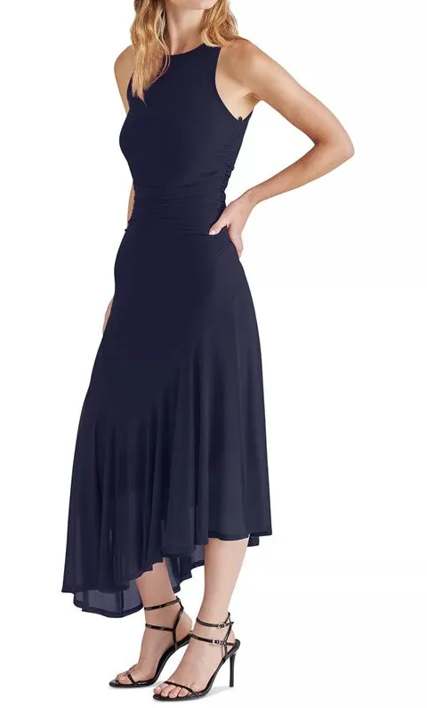Navy Blue Sleeveless Asymmetrical Dress