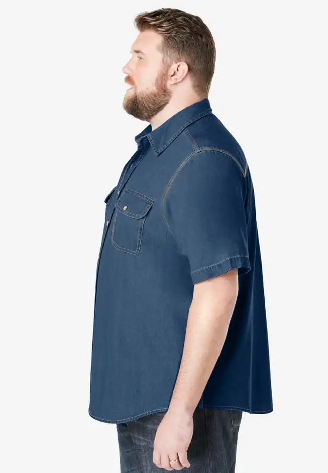 Short Sleeve Denim and Twill Shirt
