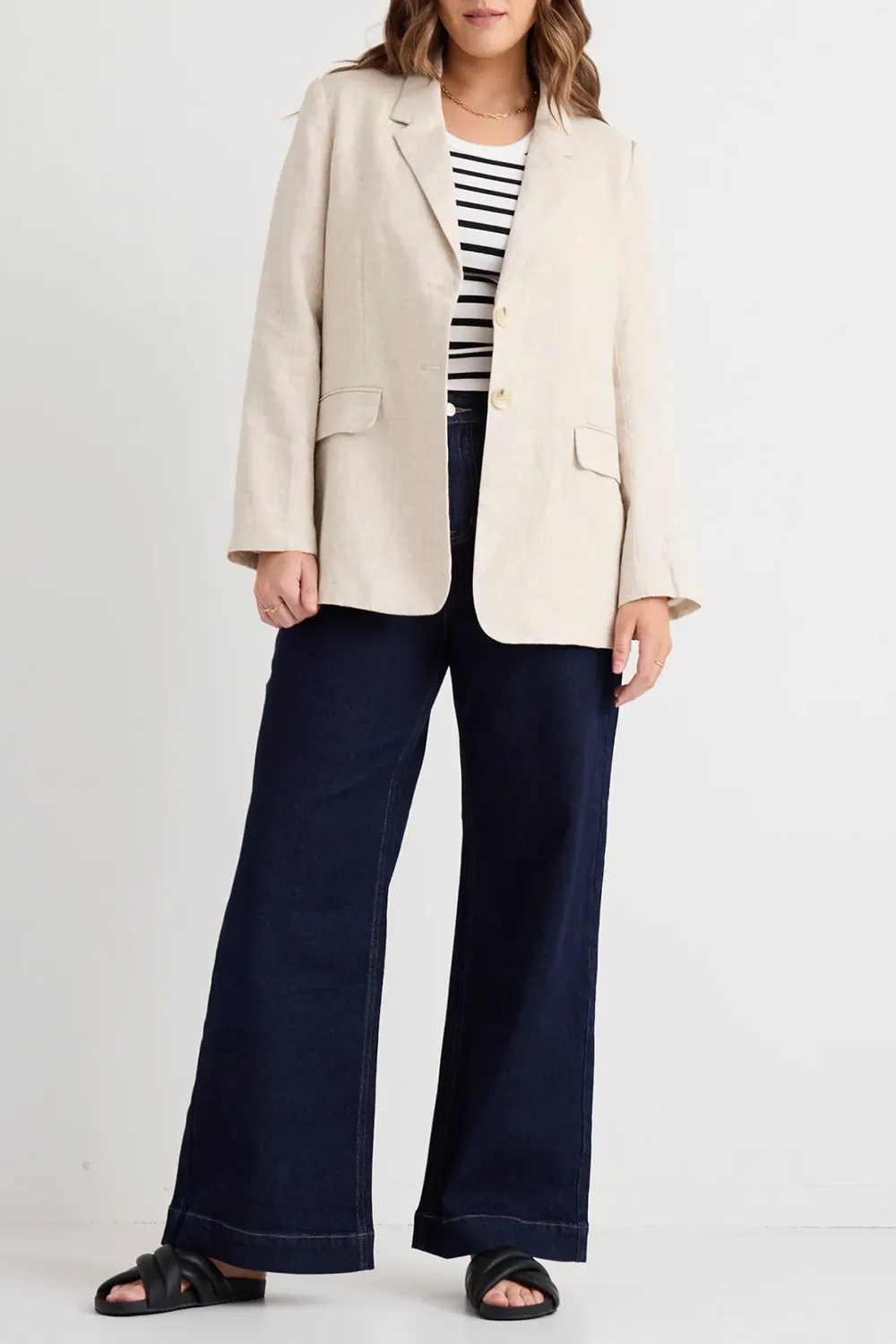 Linen Single Breasted Longline Blazer