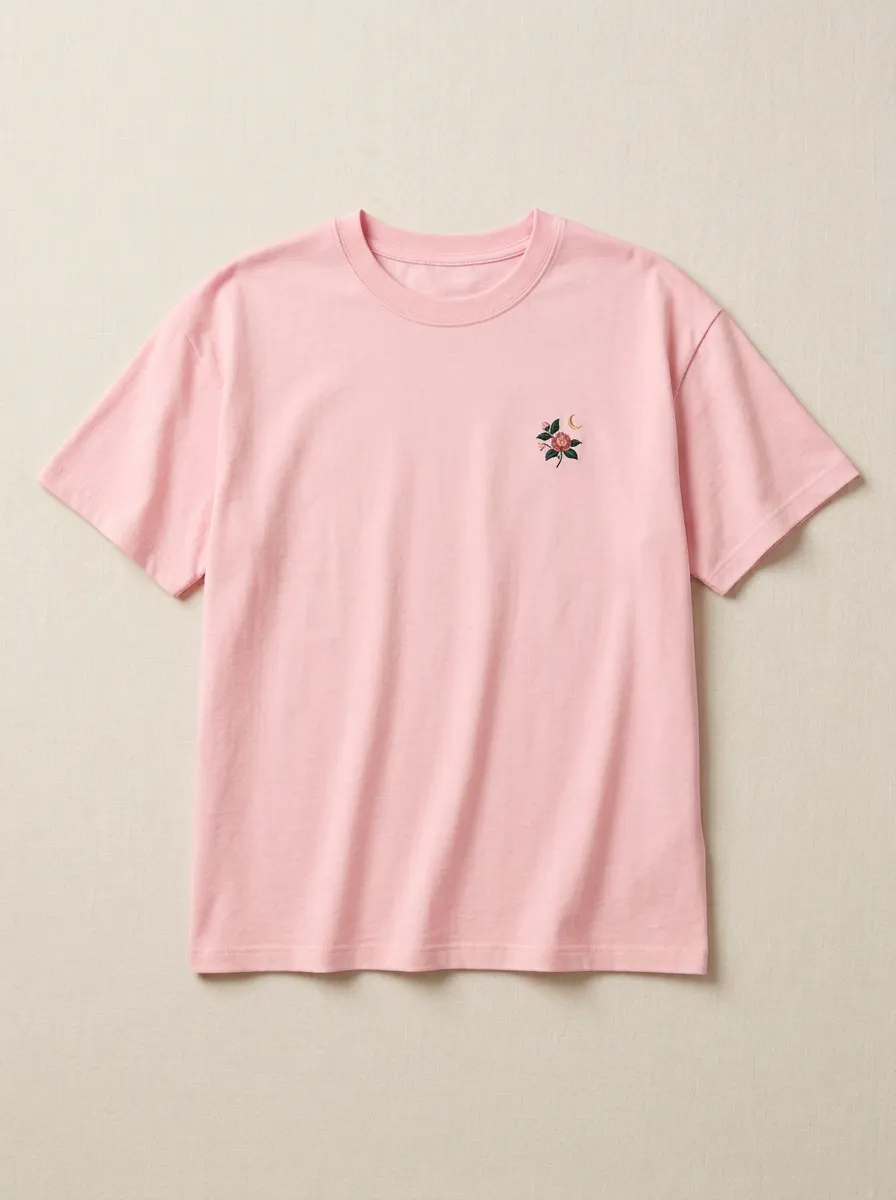 Women's Floral Rose Embroidered Crewneck T-Shirt