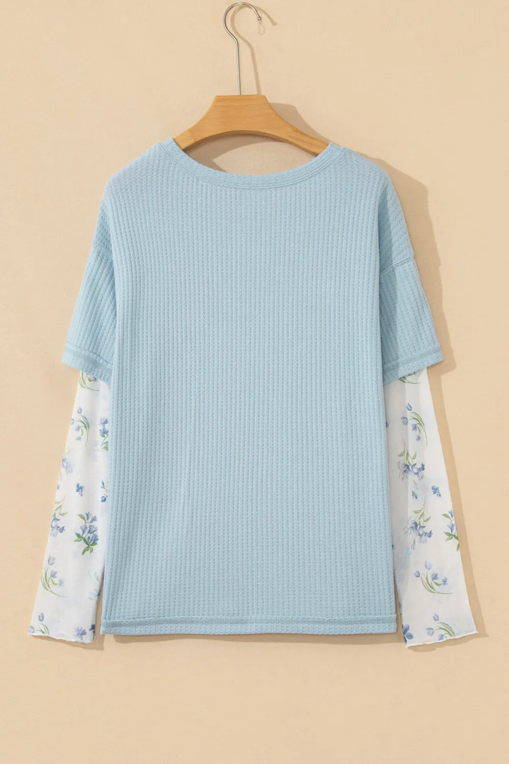 Beau Blue Floral Lace Sleeve Top