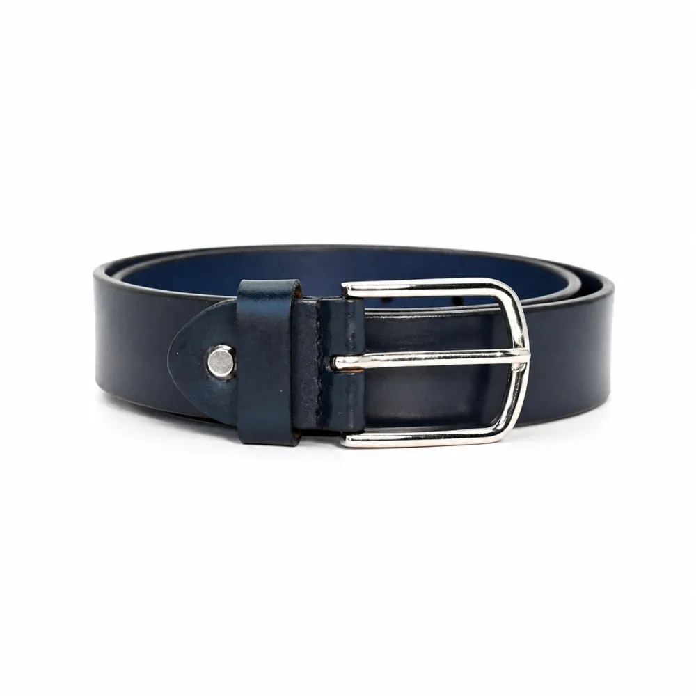 Shiny Nickel Buckle Leather Belt