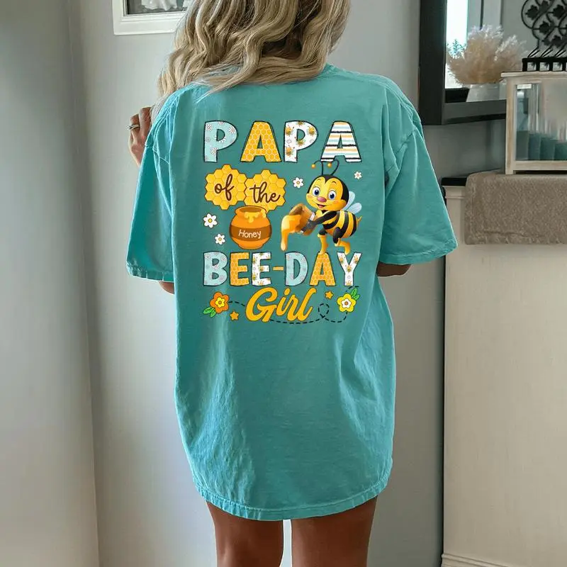 Papa Of The Bee-Day Girl Bee Birthday Party Women's Oversized Comfort T-Shirt Back Print