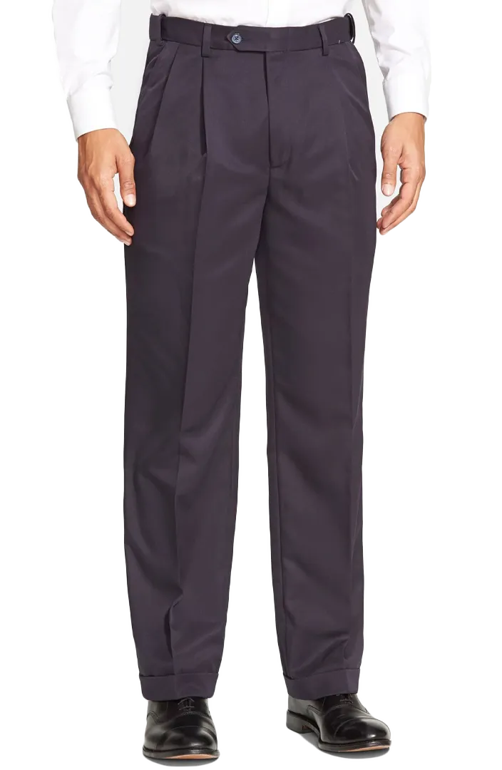 Modern Microfiber Performance Flat Front Pleated Front Long Rise Trousers