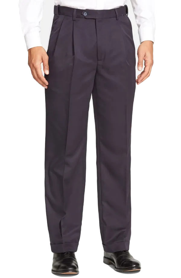 Modern Microfiber Performance Flat Front Pleated Front Long Rise Trousers