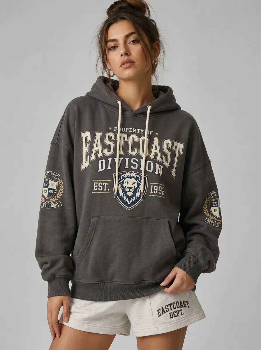 Women's East Coast Division Lion Graphic Printed Hoodie