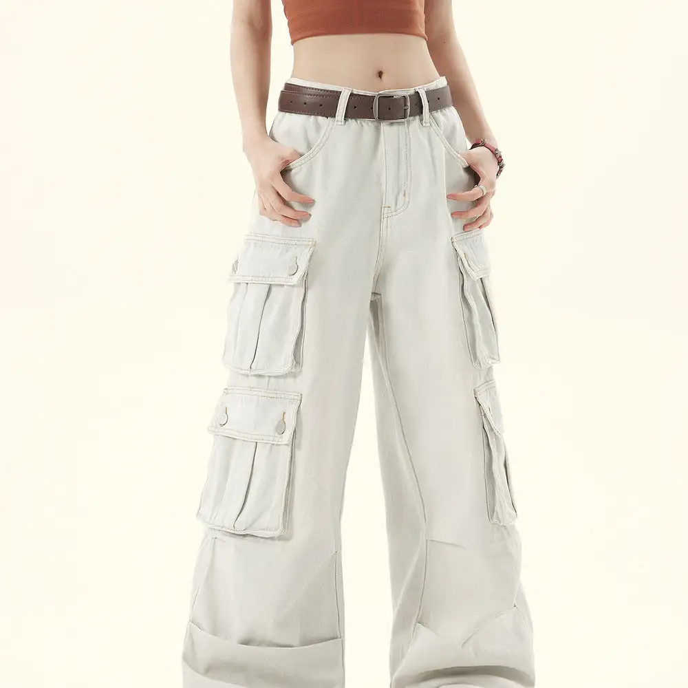 Multi Pocket Wide Leg Jeans
