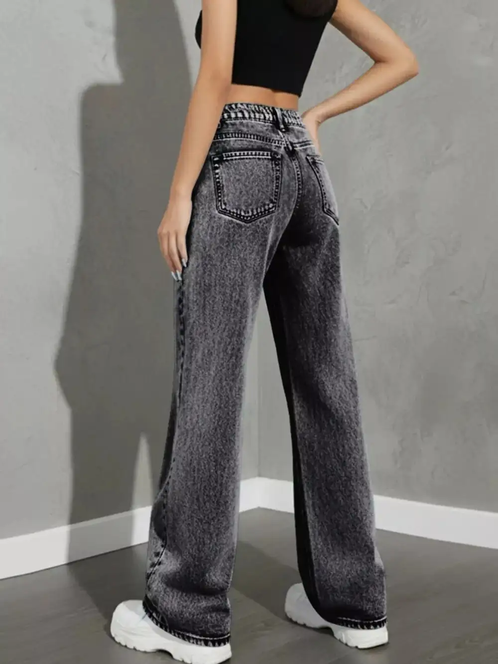 Front-Closure High-Waist High-Rise Denim Jeans