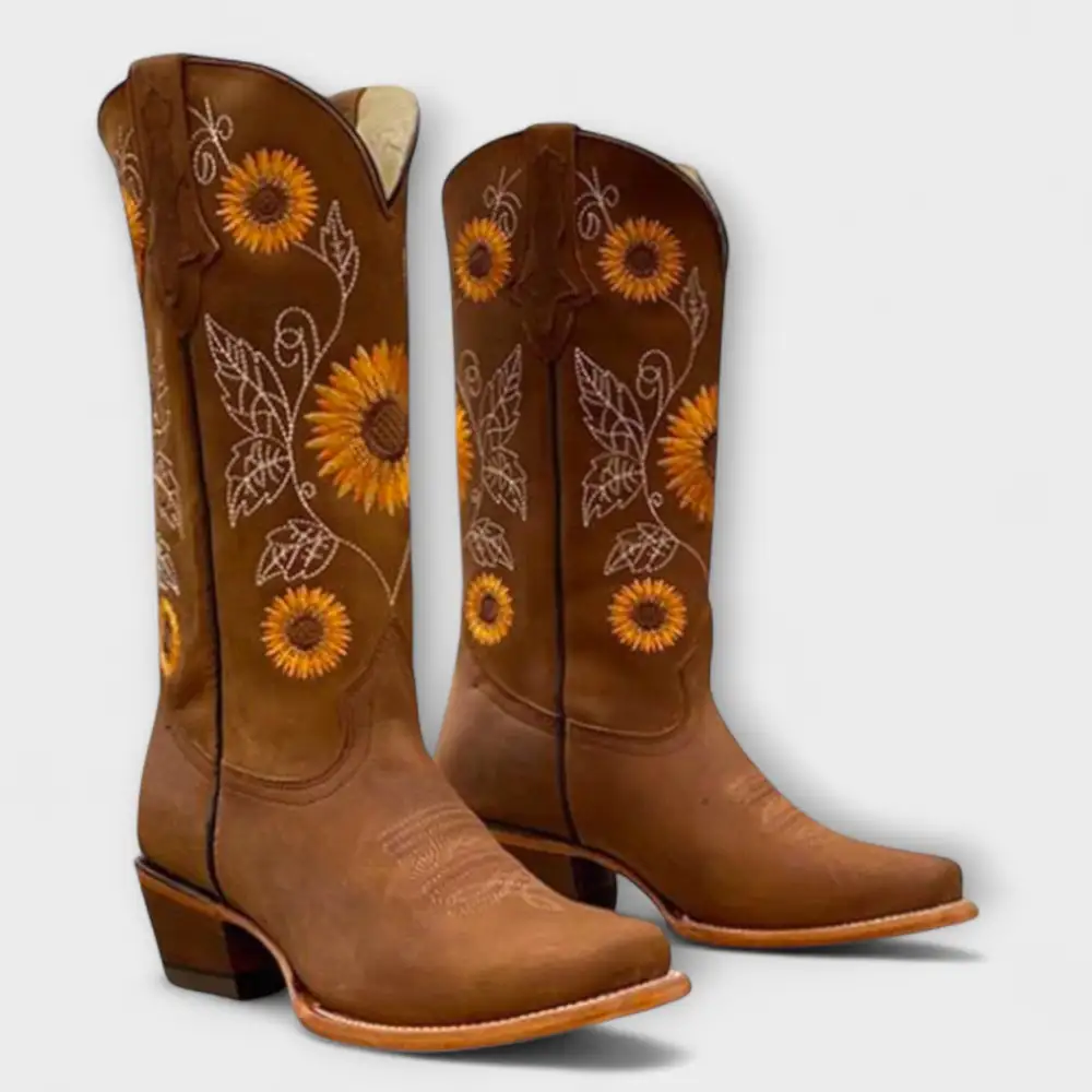 Leather Western Knee High Boots
