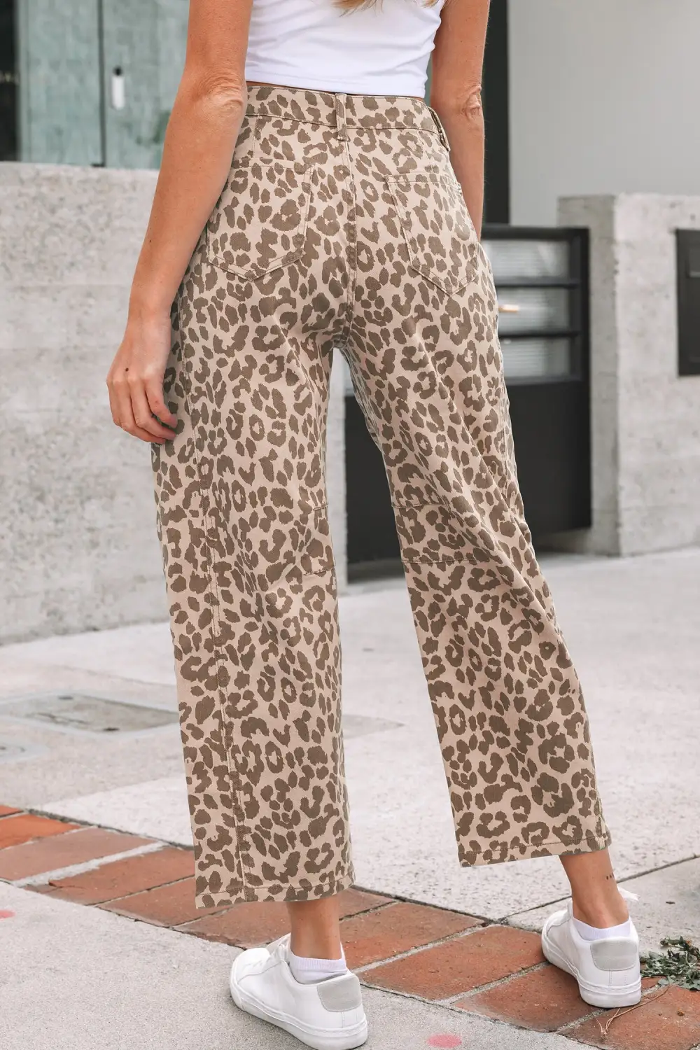 Refined Leopard-Print Straight Leg Jeans