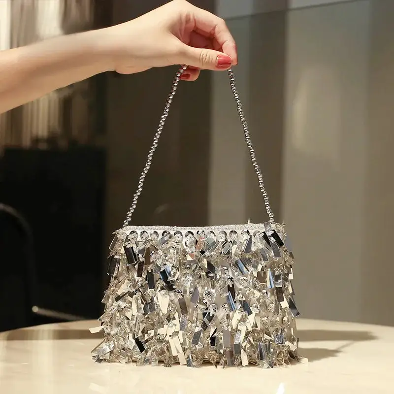 Glamorous Detail: Rhinestone Tassel Messenger Bag
