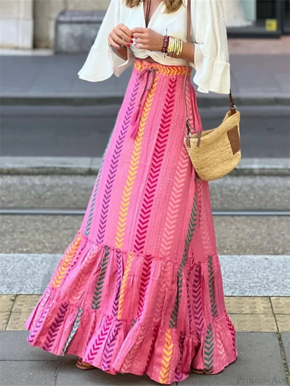 Layered Floral Printed Ruffle Skirt