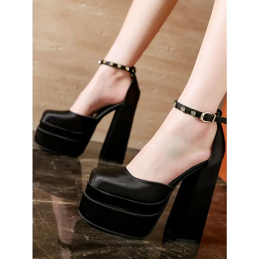 Platform High Heel Ankle Strap Pumps