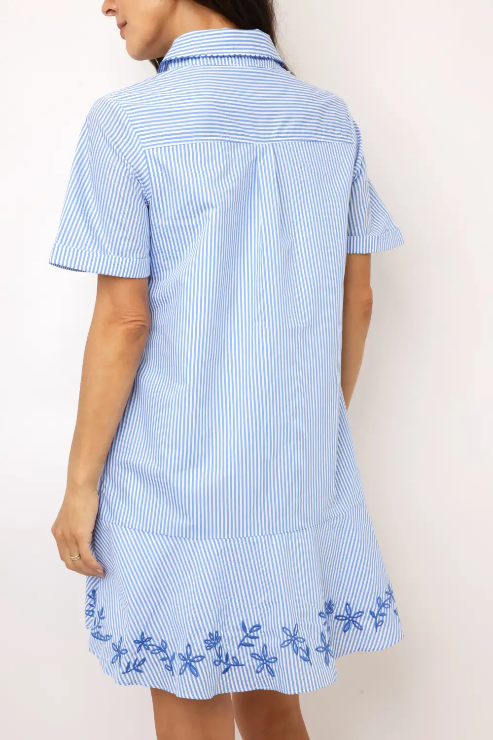 Embroidered Mini Shirt Dress