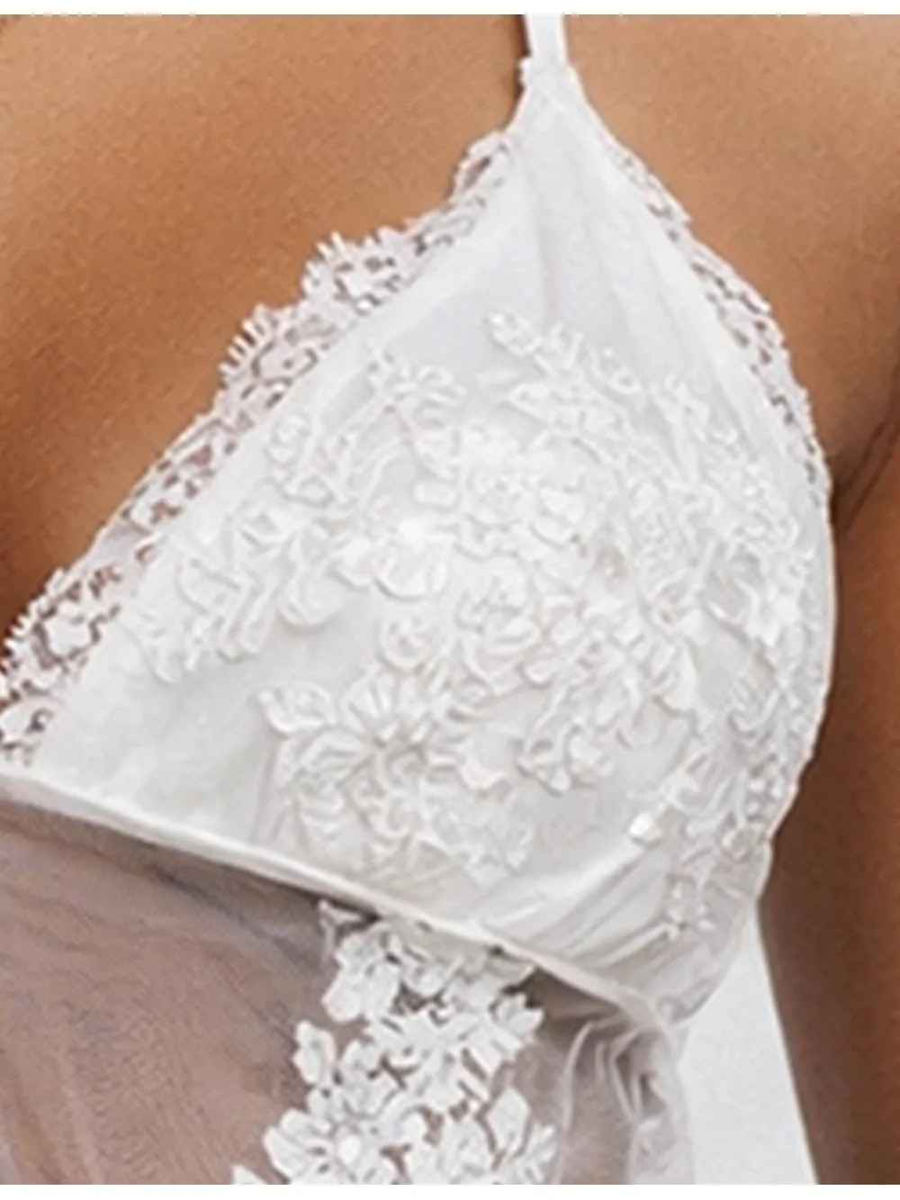Halter Sheer Lace V Neck Back Sleeveless Top