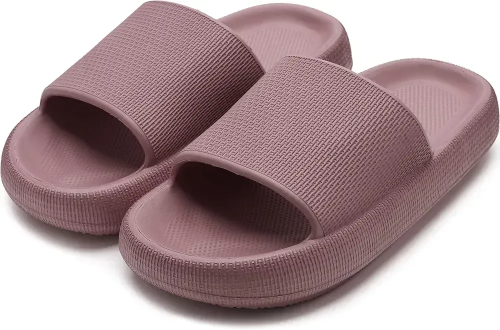 WHITIN Pillow Slippers for Women Non Slip | Cushioned Thick Sole Slides | Quick Drying Bathroom Sandals