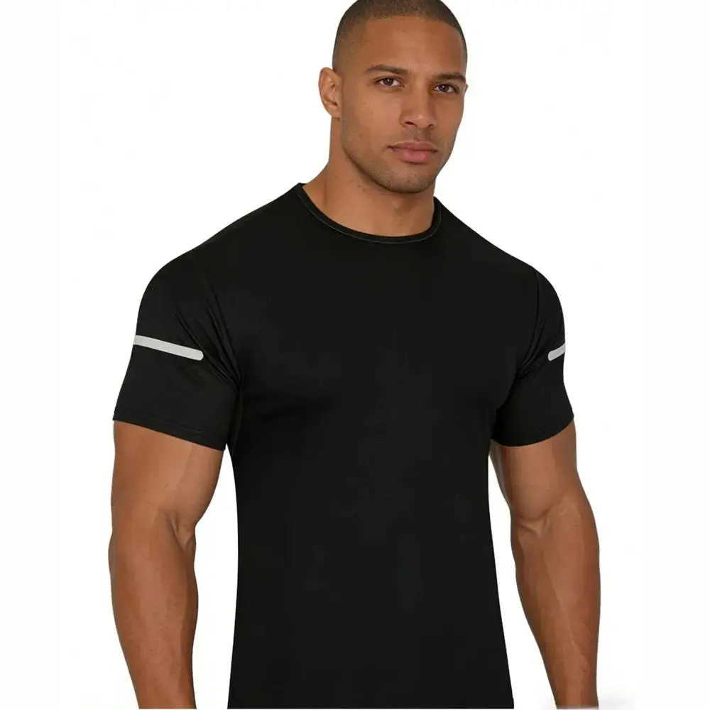 Men's Printed Reflective Striped Sports T-Shirt