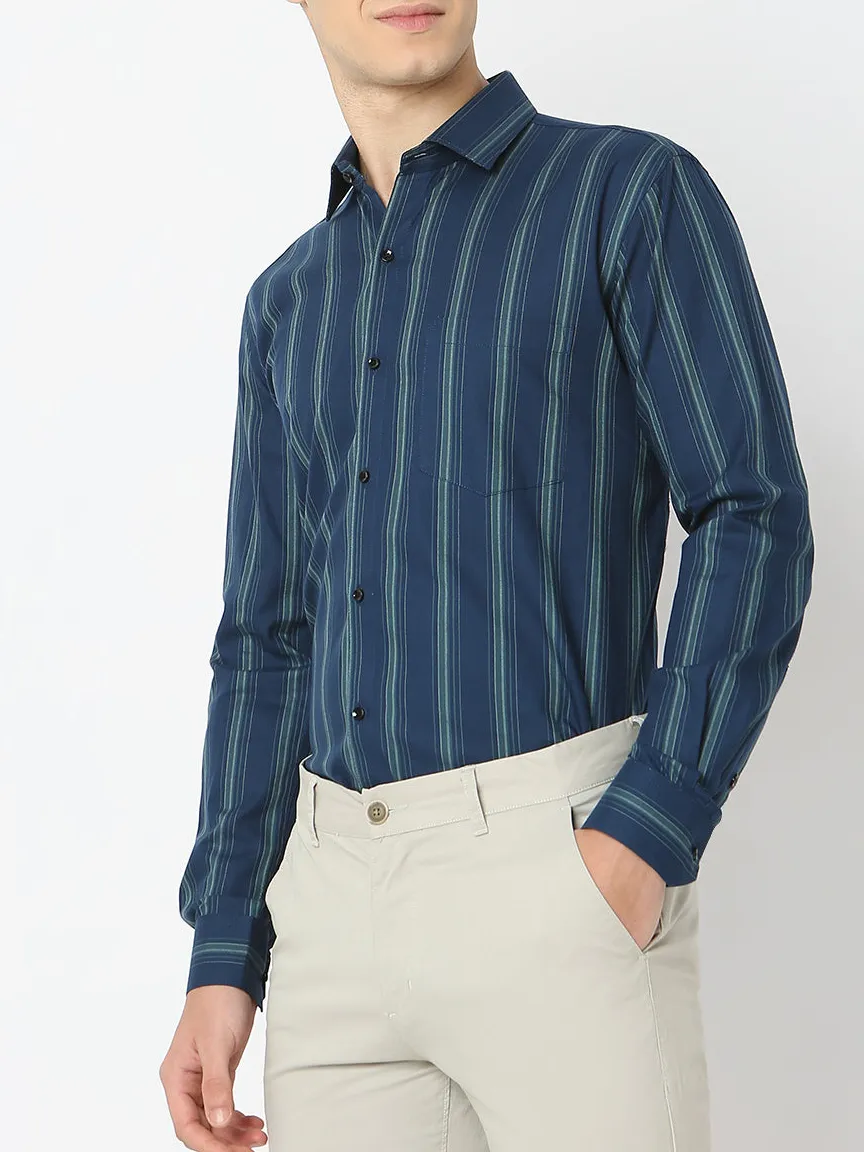 Versatile Striped Slim Fit Classic Men's Formal Shirt