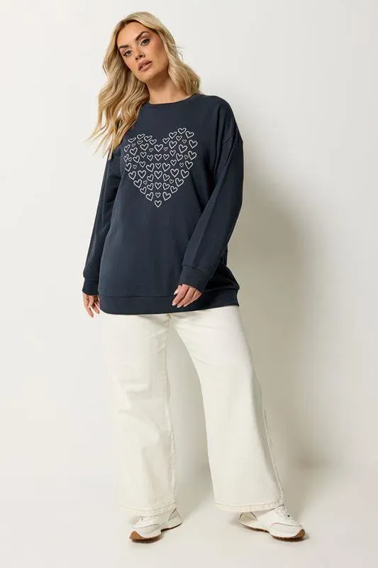 Navy Blue Heart Sweatshirt