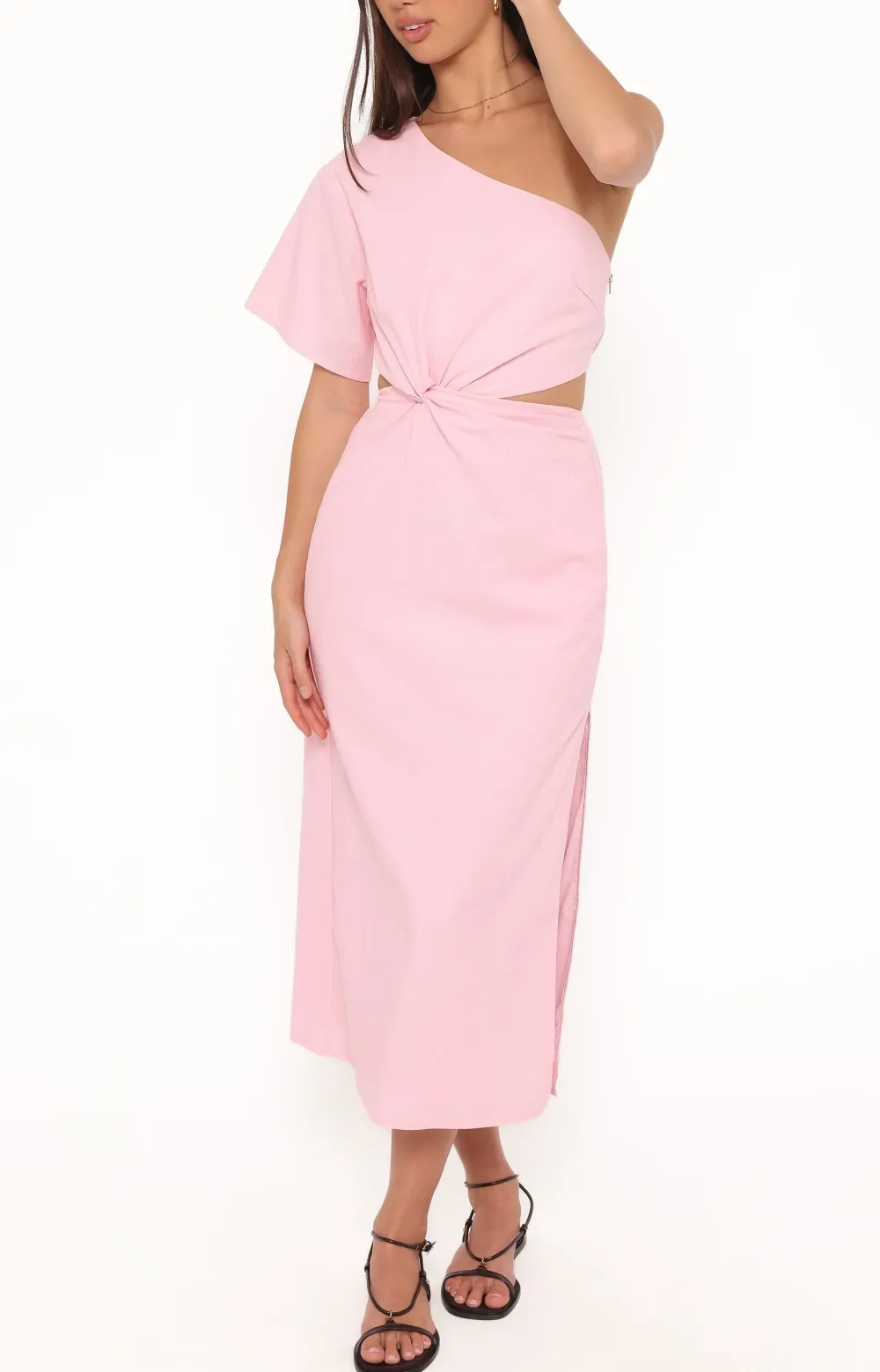 Cut Out One-Shoulder Midi Dress