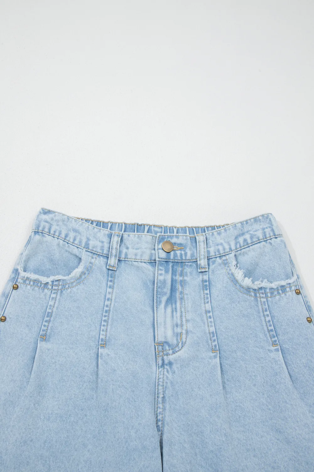 Light Blue Studded Wide Leg Jeans