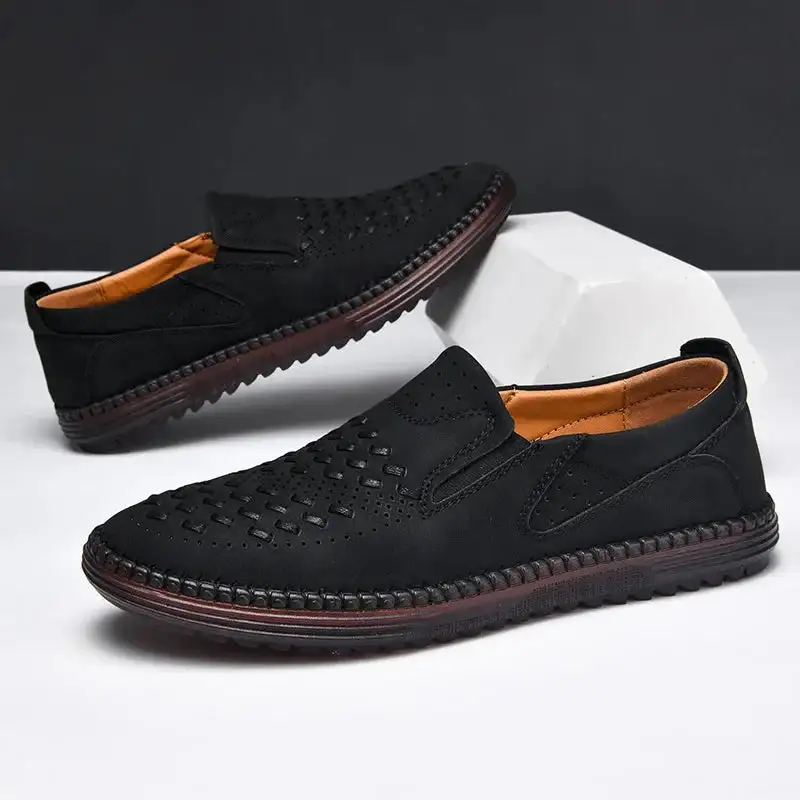 Breathable Leather Slip-On Shoes