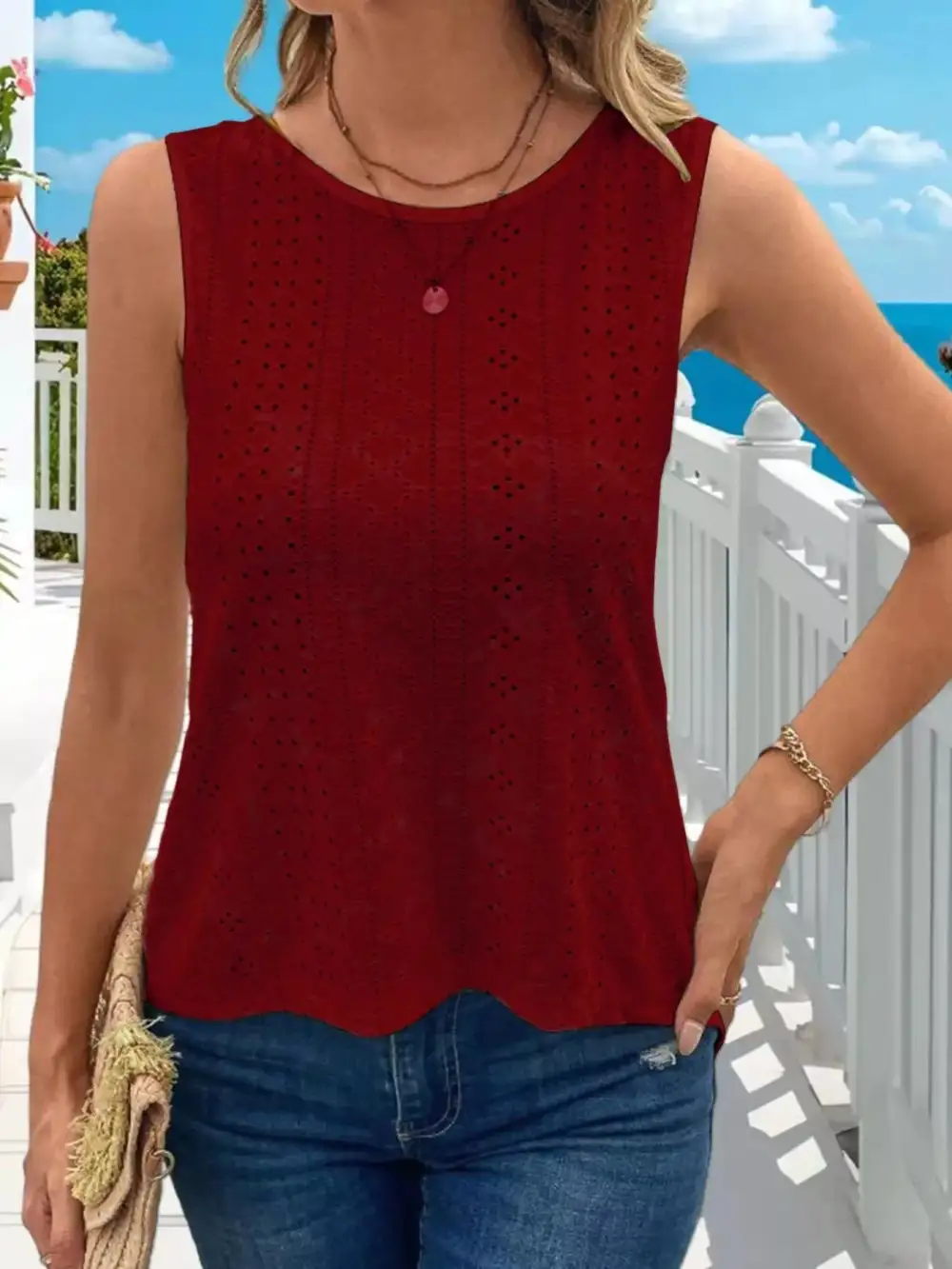 Criss-Cross Knit Tank Top