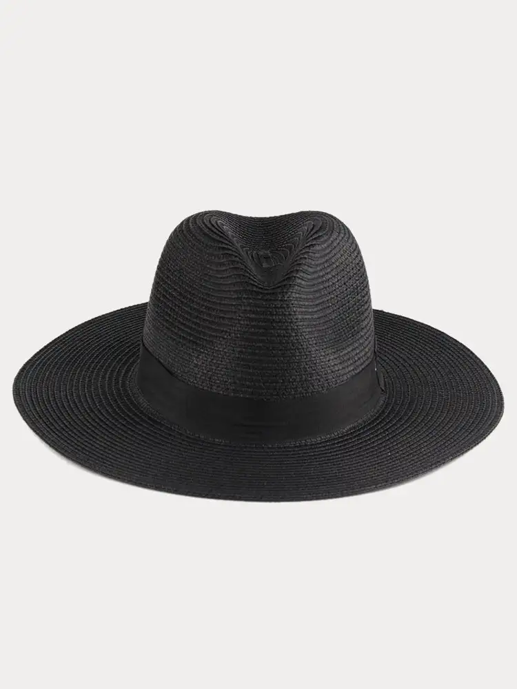 Wide Brim Sun Protection Woven Straw Fedora Hat