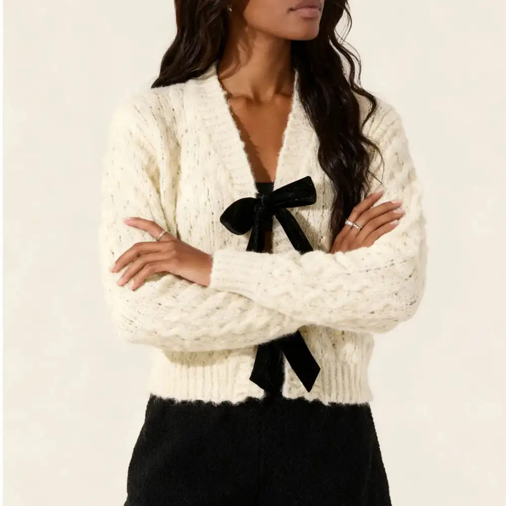 Knit Tie Bow Front Cardigan