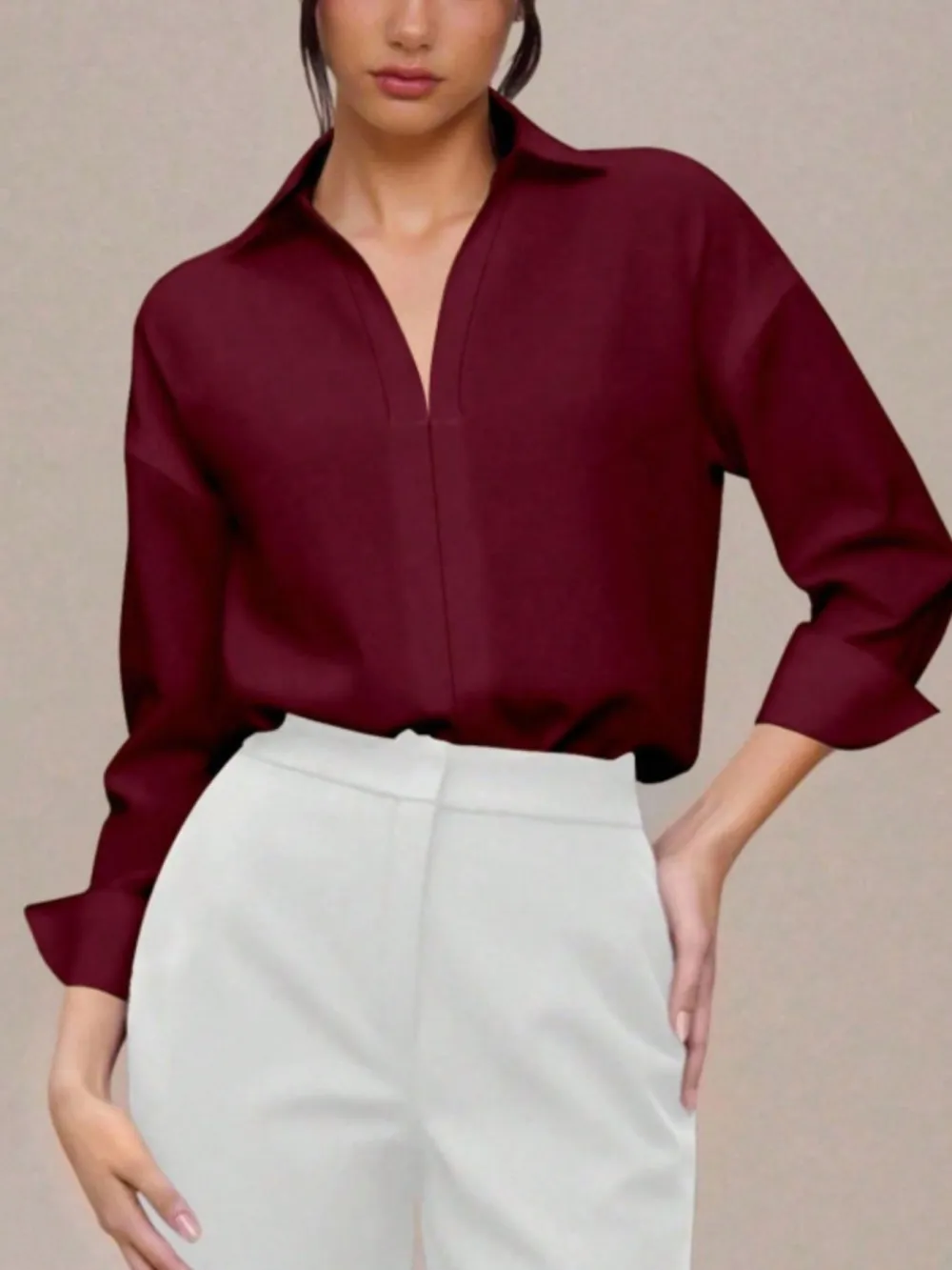 Button Down Long Sleeve Bodysuit Shirt