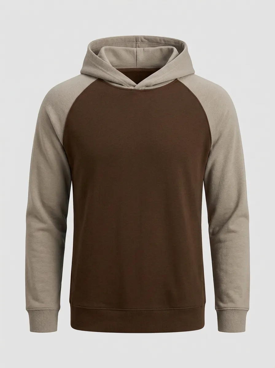 Men's Two-Tone Graphic Raglan Colorblock Pullover Hoodie