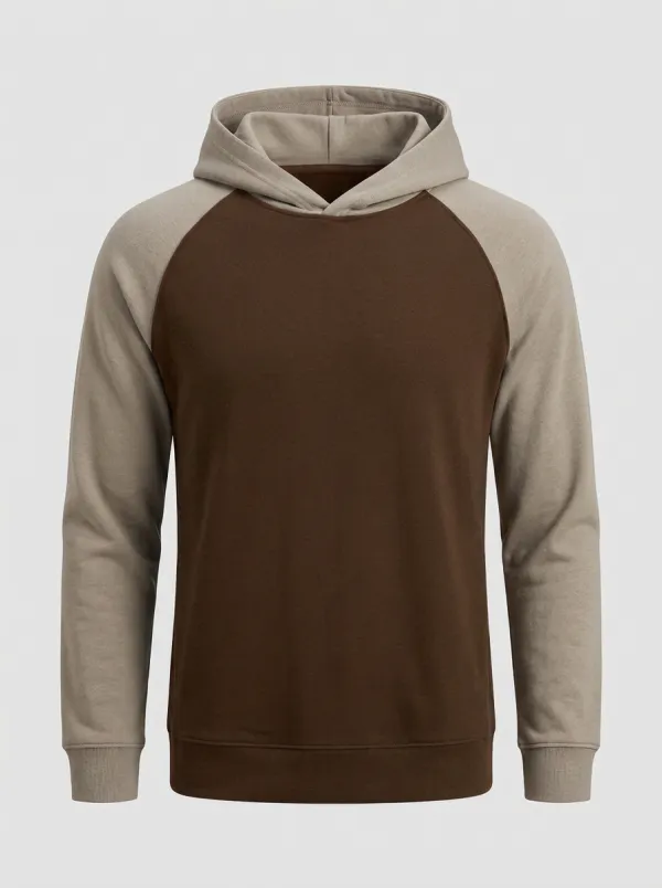 Men's Two-Tone Graphic Raglan Colorblock Pullover Hoodie