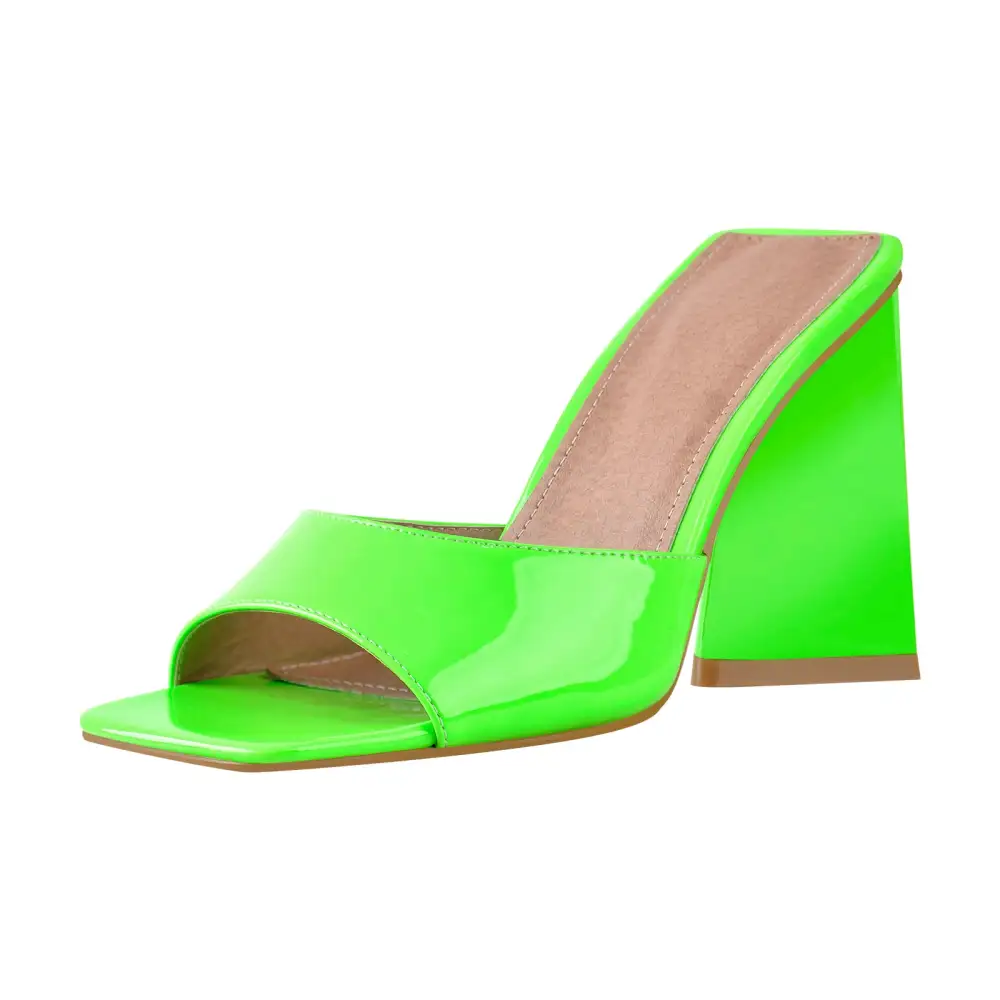 Square Toe Chunky Heel Mule Sandals