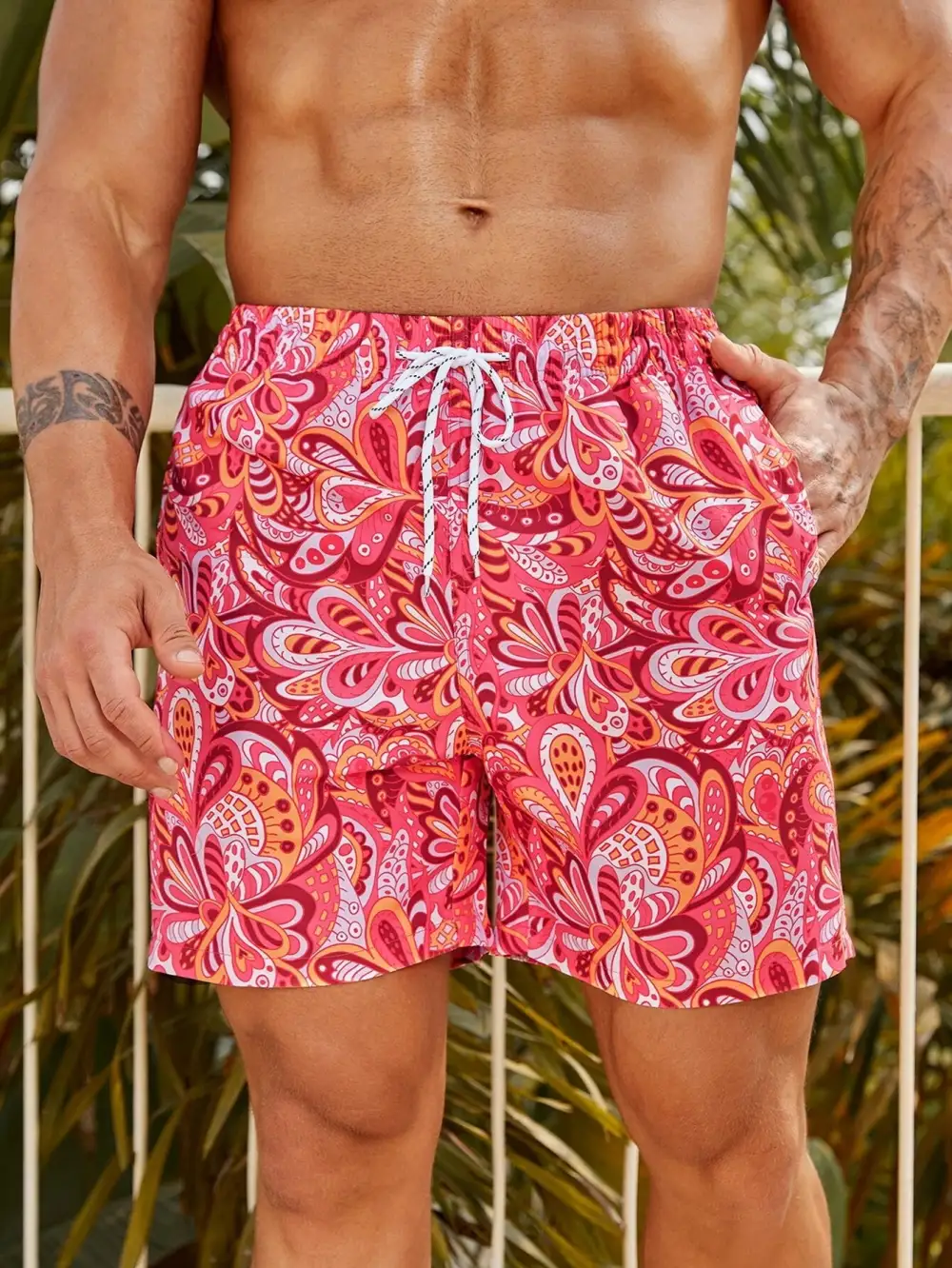 Men's Drawstring Pocket Beach Shorts