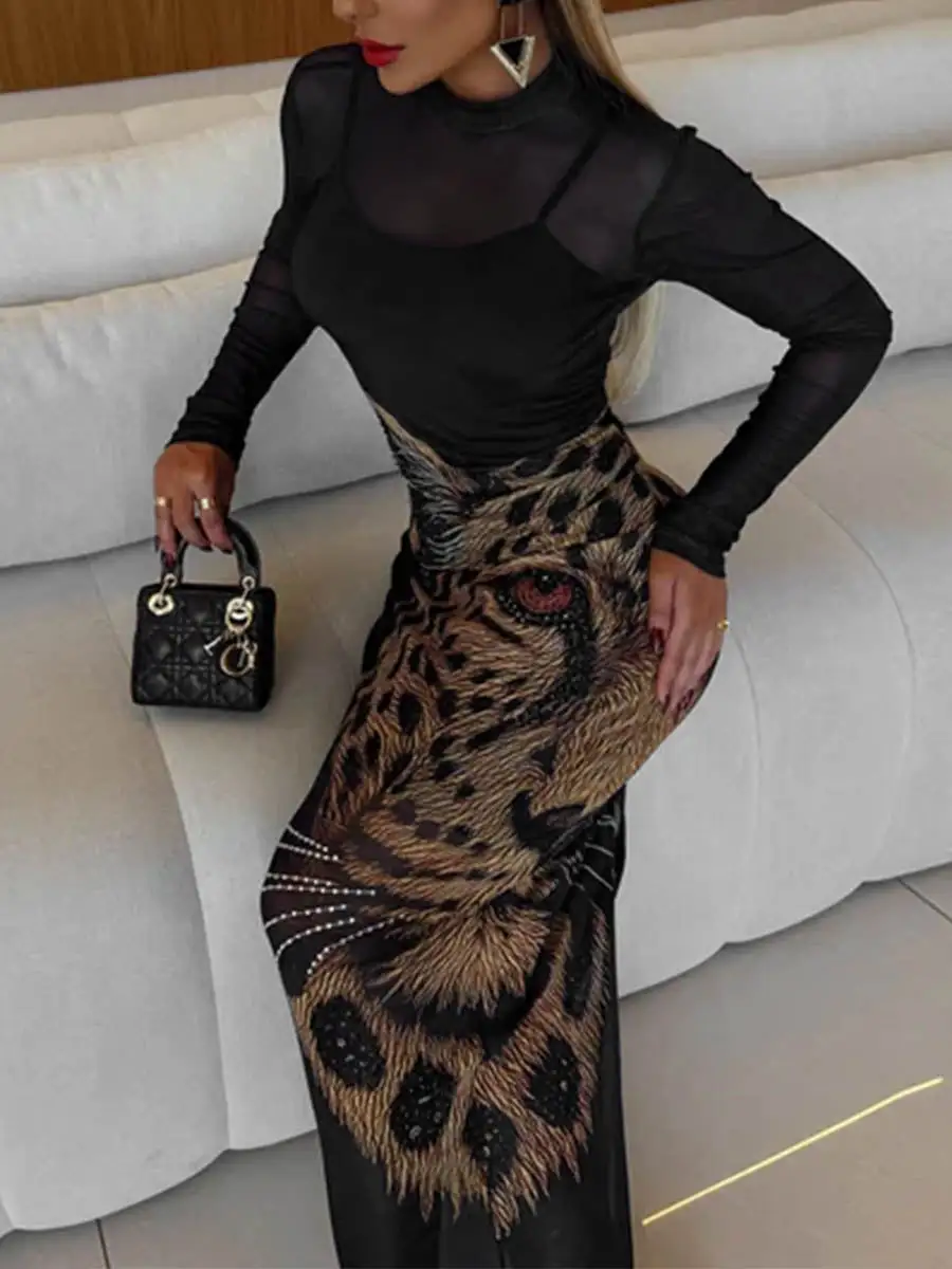 Waisted Long Neck Maxi Dress