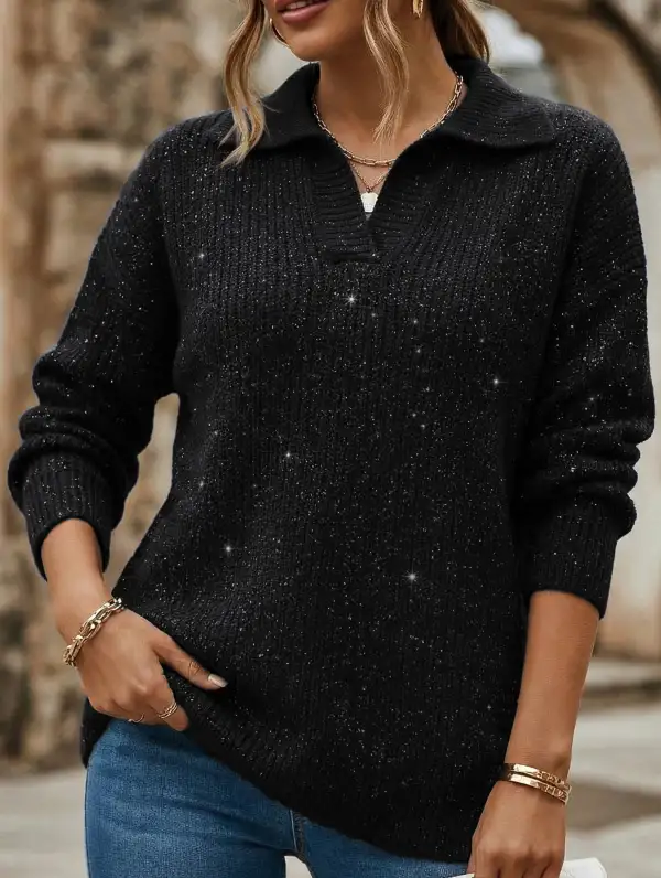 Long Sleeve Top with Sparkly Sweater
