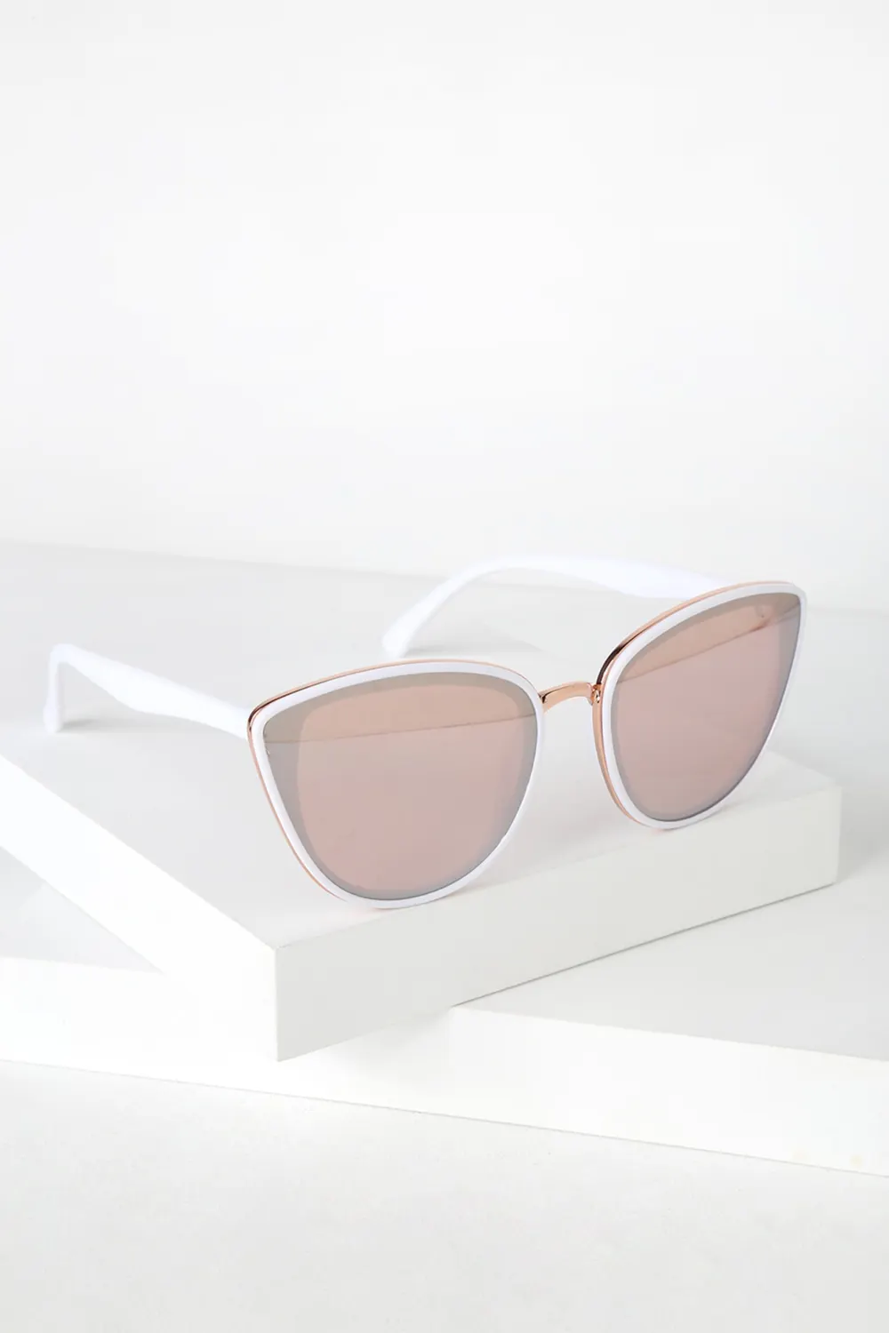 Low-Key White Rose Gold Sunglasses